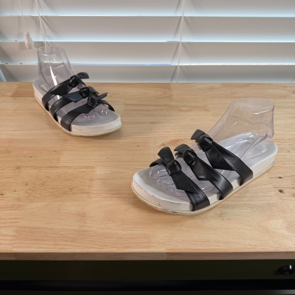 Alexandre Birman Lolita Slide Sandals Womens Black Leather Slip On Comfort - 7.5 - Picture 1 of 10